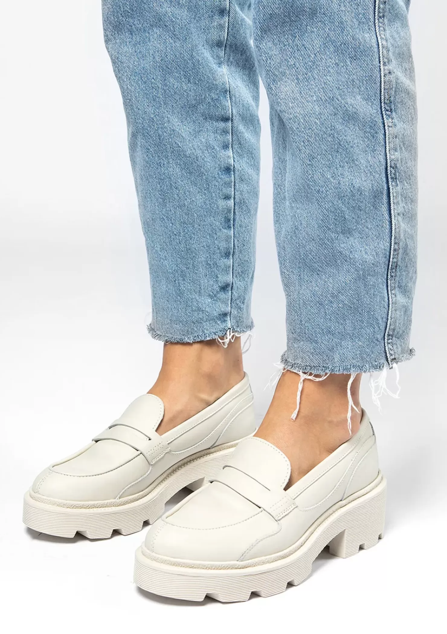 Online Cafe Latte Color Leather Loafers Women Moccasins
