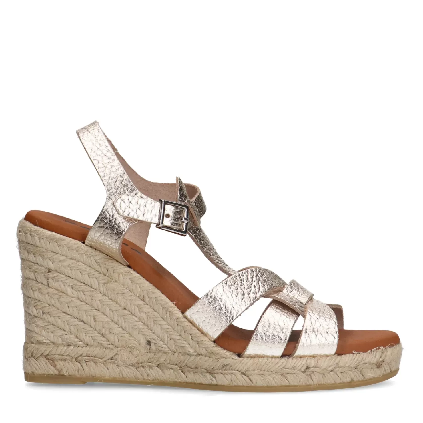 Cheap Leather Sandals With Wedge Heel - Gold Women Sandals