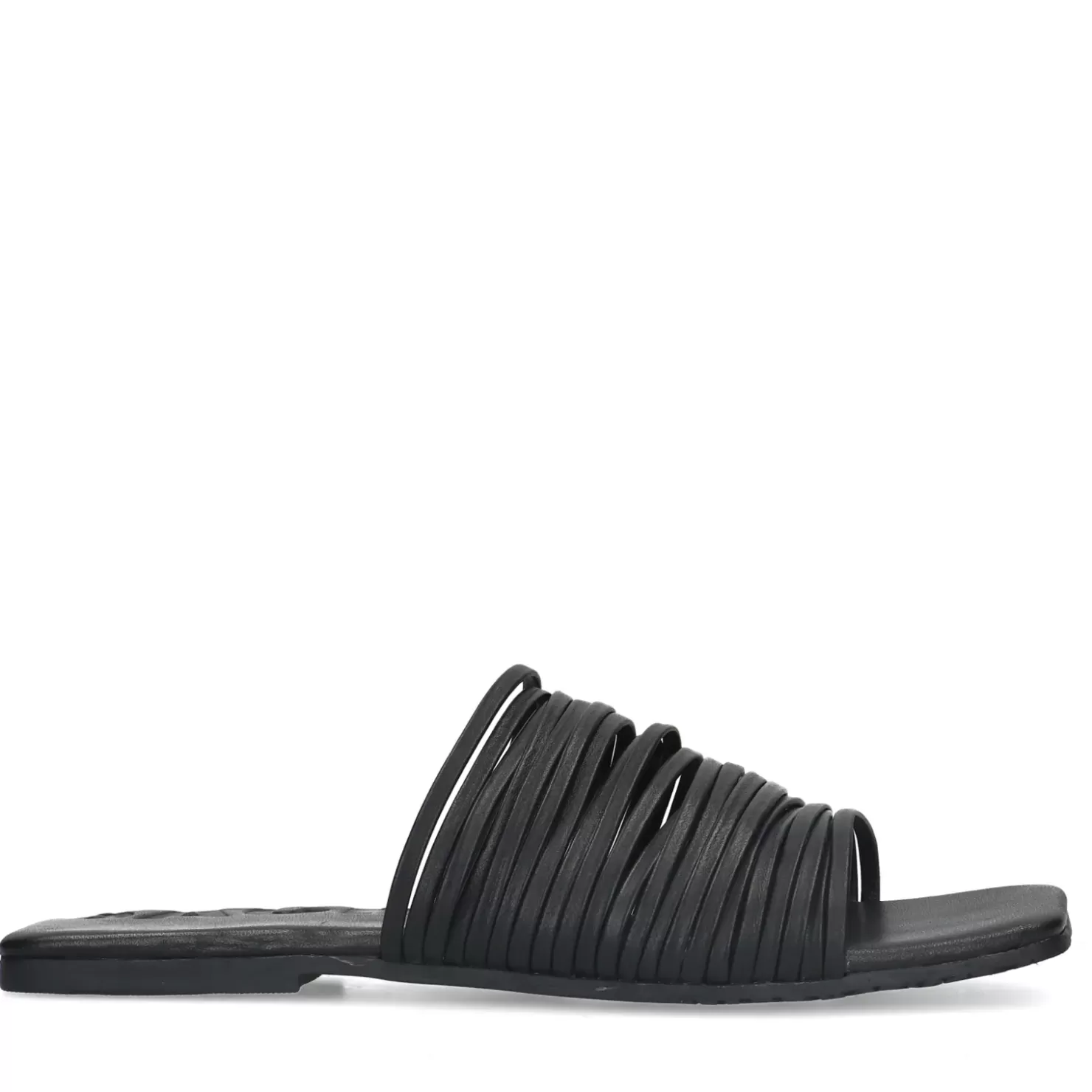 Cheap Leather Slides With Straps - Black Women Sandals