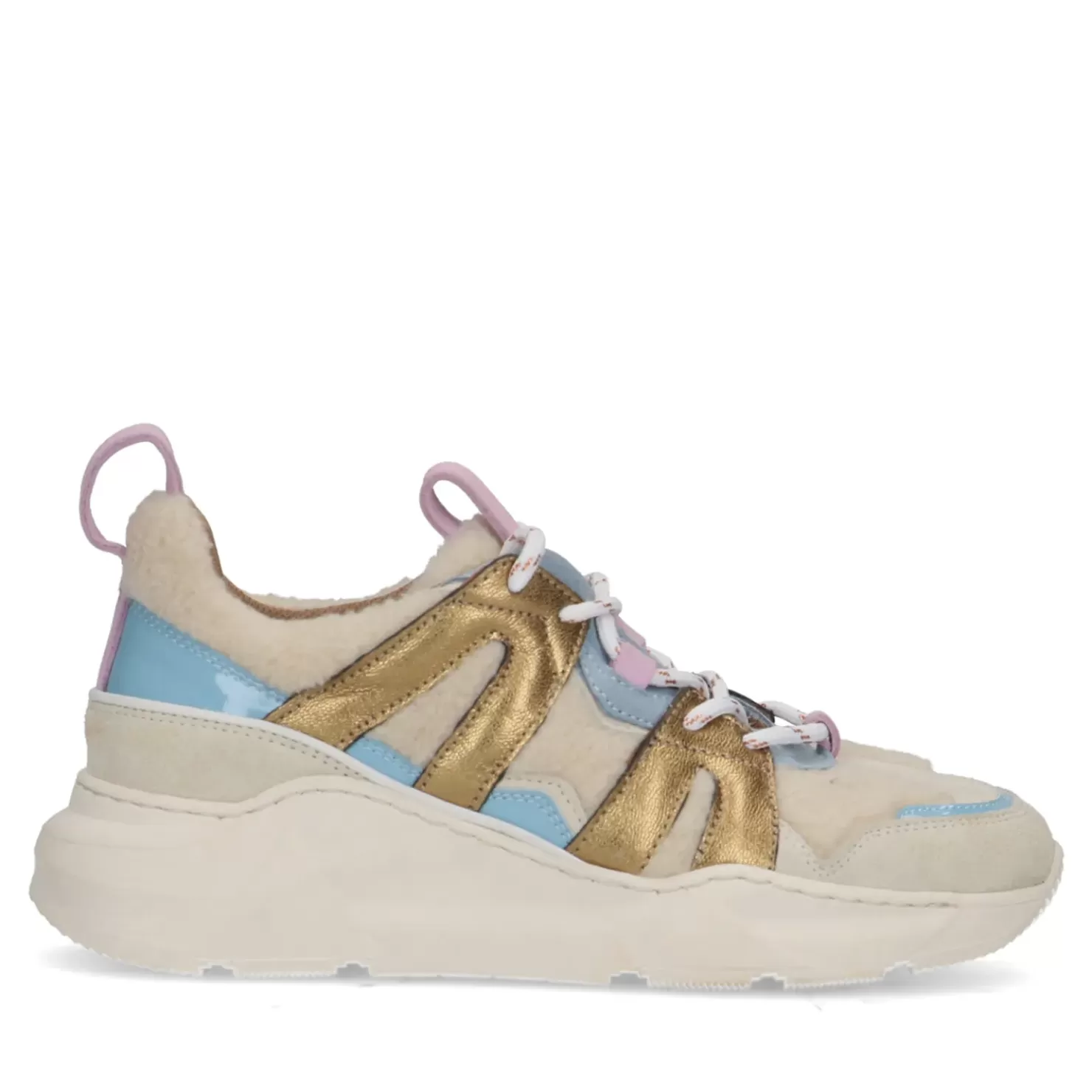 Cheap Sneakers With Fluffy And Colorful Details - Beige Women Sneakers