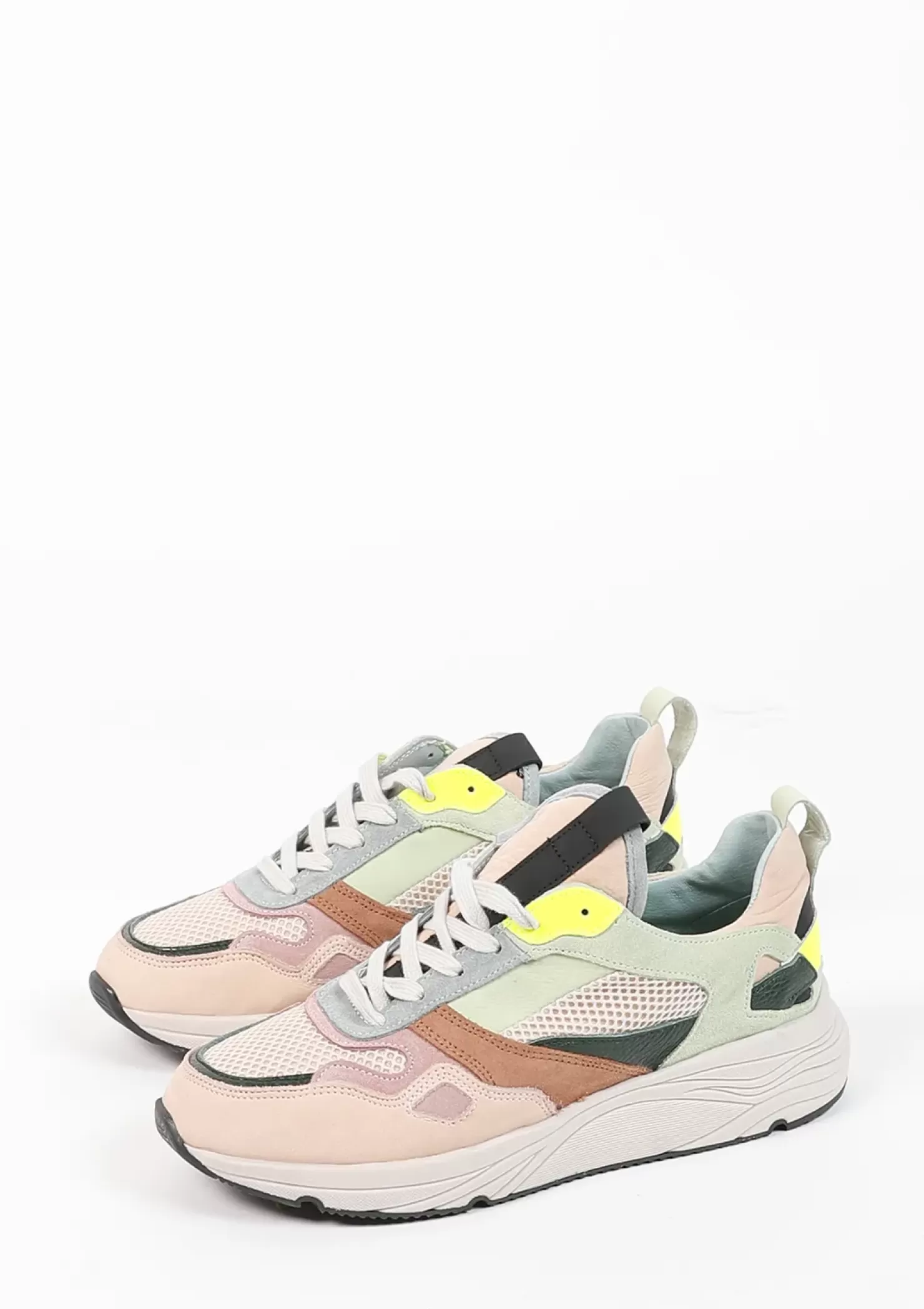 Clearance Suede Dad Shoes With Multicolor Details - Beige Women Sneakers