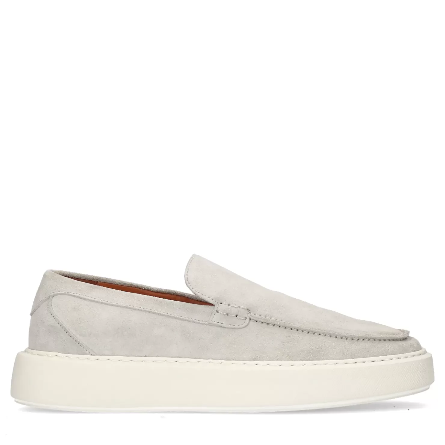 Store Suede Loafers With Chunky Sole - Light Gray Men Moccasins